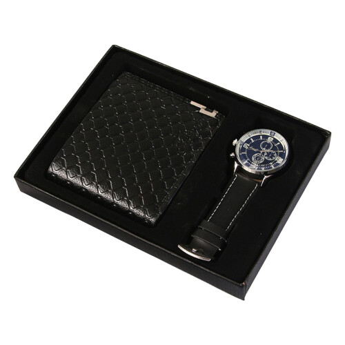 Wallet and Watch Set PU Leather Brown Strap Gift Box 1
