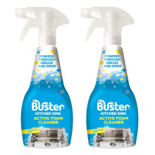 Buster Active Foam Kitchen and Bathroom Cleaner Spray (Pack of 2 x 500ml) Removes Limescale, Stains and Odours