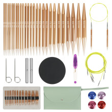 Interchangeable Circular Knitting Needles Set, 13 Pairs of Interchangeable Needles with Crochet Scissors, Bag, Accessories, Needle Diameters 3–10 mm