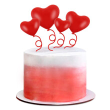 Blumomon 4Pcs Heart Cake Topper Red Valentine's Day Cake Topper Picks Mixed Size Happy Valentine's Day Cake Decorations Valentine's Wedding Party