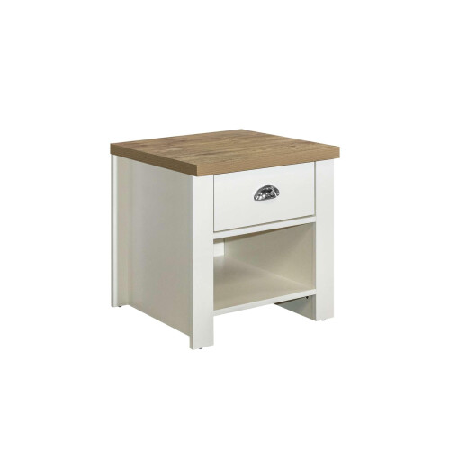 Birlea Birlea Highgate 1 Drawer Lamp Table Cream & Oak Effect