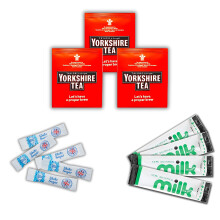 120-Piece Yorkshire Tea Set - 30 Individually Wrapped Bags, 30 Lakeland UHT Milk Sachets, 60 SilverSpoon Sugar Sticks | Beverage Bundle for Office