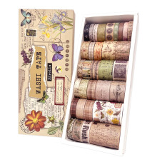 bomichi 32 Rolls Vintage Washi Tape Set - Aesthetic Scrapbook Tapes for Journaling, Crafting, DIY Decor | Acid-Free Repositionable Adhesive