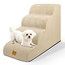 necvha Dog Steps for Bed, Premium 4-Step Dog Stairs, Non-Slip Pet Steps Ladder for Sofa