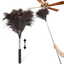 SANTUO 115cm Feather Duster Extendable, Ostrich Feather Duster for Cleaning High Ceilings Lights Cupboards Home Car Office