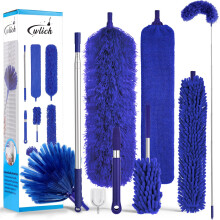 8 PCS Microfiber Feather Duster, Extendable Washable Cobweb Duster with 100 inches Long Telescopic Duster for Cleaning Ceiling Fan,Blinds