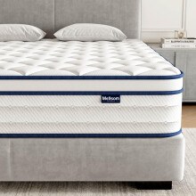 Mellsom Double Mattress 4FT6, Memory Foam and 7-Zone Pocket Spring Orthopedic Hybrid Double Size Mattress In a Box