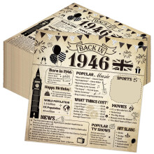 Eiapadeor 80th Birthday Paper Napkins - 50 Pcs 80th Birthday Cocktail Paper Napkins Back in 1946 Vintage Themed Disposable Tableware for Women Men