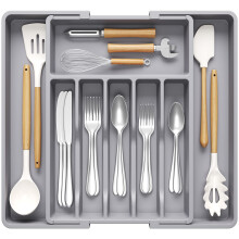 Lifewit Extendable Cutlery Drawer Organiser, Adjustable Cutlery Tray, Plastic Adjustable Kitchen Storage Dividers for Utensil Spoons Forks Knives