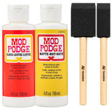 Mod Podge Water Based Craft Glue & Sealer Bundle – Modge Podge Matte & Gloss 4 fl oz 118 ml with Foam Brushes for Decoupage, Puzzles, Paper