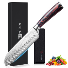 PAUDIN Santoku Knife, Japanese Knife 7 inch, High Carbon Stainless Steel, for Home, Restaurant, Gift Box for Family & Restaurant