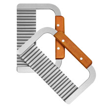 MOACC Crinkle Cutter Stainless Steel Potato Carrot Chip Vegetable Crinkle Wavy Chopper Cutter French Fry Slicer Wooden Handle Serrator Chopping Knife