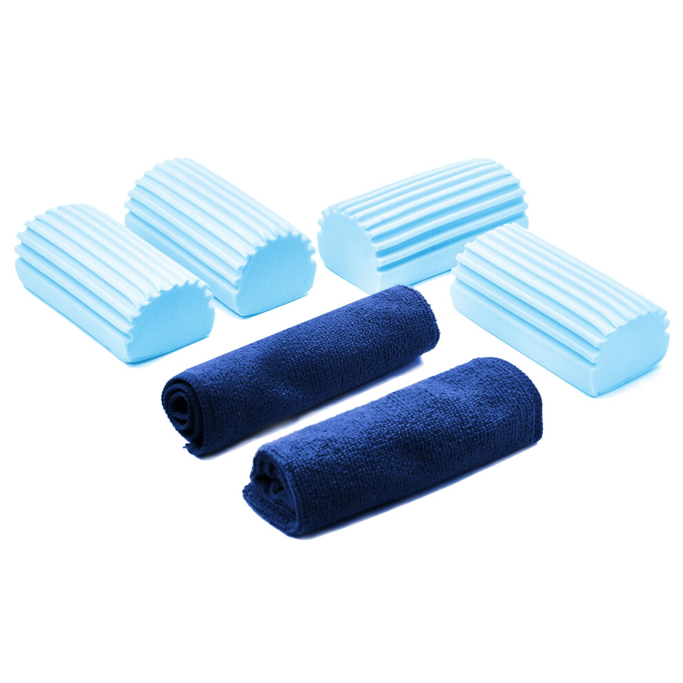 Seibur 4 Magic Dust Catcher Sponges + 2 Microfibre Cloths | Cleaning Sponge, Wet Duster For Cleaning Home, Car, Etc (Blue) Blue 5051226713835