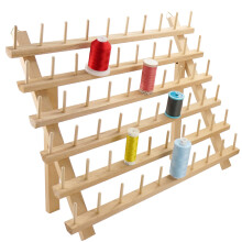 New brothread 60 Spools Wooden Thread Rack/Thread Holder Organizer with Hanging Hooks for Sewing, Quilting, Embroidery, Hair-braiding