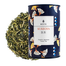 Moya Organic Japanese Kukicha Green Tea Loose Leaf | 60g | Tea from Japan | Friendly for Vegans and Vegetarians | Packed in Multicolored Carton Tin