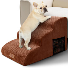 Pawchop Dog Steps for Bed, 3 Steps Non-Slip Pet Steps with Washable Cover, Waterproof Dog Ramp for Bed and Sofa