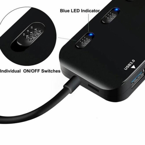 POPSPO USB 3.0 Hub - Multi 4 Ports - Surge Protection - Smart Charging 2