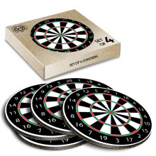 4 x Eco Boxed Cork Coasters - Dart Board Darts Game Drink Cup Mug Glass Table Mat #4643