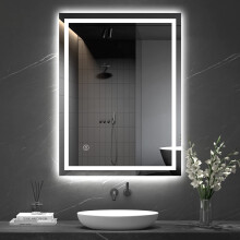 Dripex Bathroom Mirror with LED Lights, 600 * 800 MM Illuminated Bathroom Mirror Wall Mounted Vanity Mirror, Bathroom Light Mirror with Demister Pad