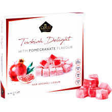 Cerez Pazari Turkish Delight with Pomegranate Flavour 454g, Gourmet Medium Size Snacks Gift Box No Nuts Sweet Luxury Traditional Confectionery Vegan