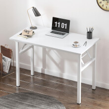 sogesfurniture Folding Table Office Study Writing Desk Workstation Dining Table, No Install Needed, 80x40x75cm, White BHEU-LP-AC5WW-8040