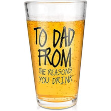 Careign Fathers Day Cup Gifts from Daughter Son,16OZ Beer Glasses,Fathers Day Presents for Dad Daddy Grandad,Dad Birthday Gifts for Husband Men Him