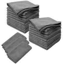 KIKAWORD 25 Pack Microfibre Cleaning Cloth | Grey Micro Fiber Cloth for Cleaning,Reusable Dusting Cloths,Scratch-Free & Highly Absorbent,Ideal for