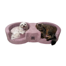 Pets Duo Small Pet Double Cat Dog Bed - Memory Foam Pet Bed with Luxury Durable Washable Velvet Cover - Anti Anxiety Plush Bed for Dogs & Cats