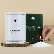 CANDELISS Candle Sand with Wicks, Pearled Candle Wax Powder Refill, White Tin, 500 g