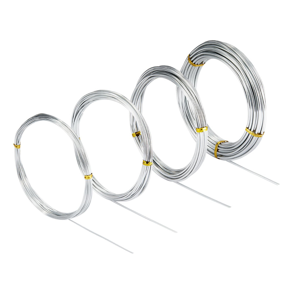4 Pcs Aluminum Craft Wires, 3Mm*10M, 2Mm*5M, 1.5Mm*5M, 1Mm*5M, Bendable Craft Wire For Sculpting Armature Diy Jewelry Making (Silver) 5051226708589