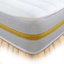 Starlight Beds Lunar Luxe, Sprung Hybrid Small Single Memory Foam Mattress. Maximum Value Small Single Mattress, Soft, 7.5 Inch Deep (White/Yellow)