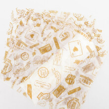 100PCS Greaseproof Burger Wrapping Paper, 22x25cm Postage Stamp Printing Style Oil Proof Sheets for Sandwich Fries Fish and Chip