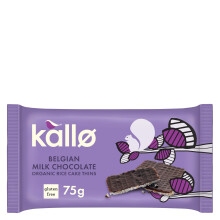 Kallo Organic Belgian Milk Chocolate Thins 75 g – Gluten Free Rice Cake Thins, Light Snack, Vegetarian & Organic Chocolate Treat