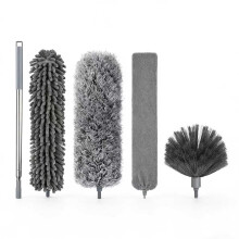 5 PCS Feather Duster with Extra-Long 110-Inch Extension Pole,Microfiber Dusting Brush, Flexible Detachable and Reusable Ceiling Cleaning