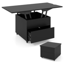 Verstellbarer Couchtisch mit Stauraum und Liftfunktion, Schwarz