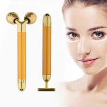 2 In 1 Face Massager Roller Facial Golden Pulse Electric 3d Roller And T Shape Arm Eye Nose Head Massager Instant Face Lift Anti Wrinkles Skin Tighten