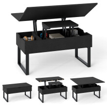 Couchtisch mit Hebemechanismus und verstecktem Stauraum, Schwarz, 3-in-1-Design