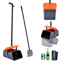 Yolispa Pooper Scooper, 46" Dog Pooper Scooper Adjustable Long Handle with Swivel Bin, Rake and 35 Waste Bags, Non-Breakable