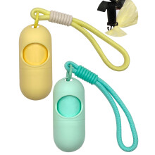 SHAOUMAN 2-Pack Macaron-Colored Dog Poop Bags Holders - High-Waisted Dog Waste Dispenser with 2 Rolls of Dog Waste Bags