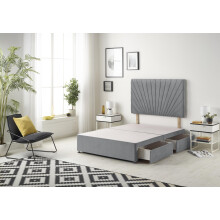 Bed Centre Platinum Charcoal Plush Divan Bed Base With Same Headboard And Storage Drawer-3FT Single,