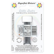 Sugarflair Midnight Black Edible Lustre Dust (E171 Free), Add a Lustrous Shine to Cakes or Decorations. Brush On or Add Rejuvenator to Create