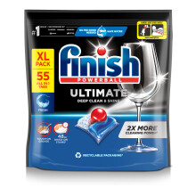 Finish Dishwasher Tablet, Ultimate, 55 Tablets, Fresh Scent, Clean & Shine Detergent Tabs, Tough on Grease Stains