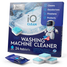 iO CLEAN Washing Machine Cleaner Descaler Tablets, 24 Count (1 Year Supply) – Deep Clean Washer Cleaner Tablets for HE Front Load & Top Load