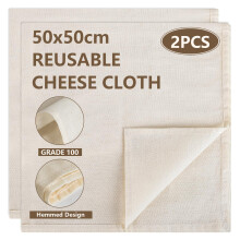 2 Pcs Cheese Cloths for Straining,Reusable,50 * 50 cm Cheesecloth,Cotton Cloth Food Strainer,Muslin Cloths,100% Unbleached Pure Cotton Ultra Fine