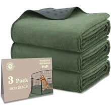 Bunlitent Washable Pee Pads for Dogs 183x183 cm, 3 Packs Extra Large Reusable Washable Puppy Pads with Quick Dry