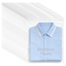 16 PcsLarge Ziplock Bags for Clothes, 40x50 cm Resealable Large Zip Lock Bagss, Clear Seal Waterproof Plastic Large Clothes Storage Bags with Zips