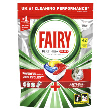 Fairy Platinum Plus Dishwasher Tablets – 42 Pack, Lemon, Anti-Dull Technology