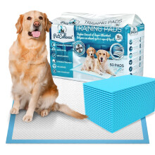 PetCellence Puppy Training Pads - Large Super Absorbent Dog Pads - with Advanced 6 Layer Leak Proof Protection - Anti Slip Adhesive Tabs (50 Pack)