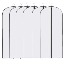 6 Pack Garment Bags,PEVA Translucent Suit Covers with Zip (60x120cm), Waterproof & Moth Proof Clothing Protectors Storage Bags for Suits, Dresses
