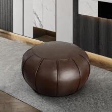 Louis Donnà Premium Artisanal Leather Pouffe, Handmade Unstuffed Ottoman Pouf Cover, Footstool